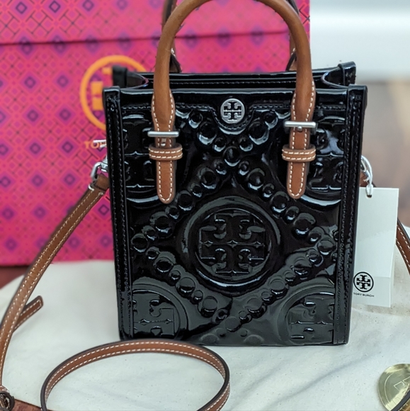 Tory Burch Lambs Patent Leather Mini T Monogram Tote + Dust and Gift Bag Nwt ❤️
